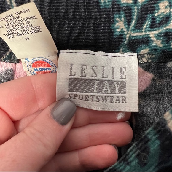Vintage Leslie Fay Sportswear 90s Corduroy Floral A-line skirt Size 14 Unique - Picture 7 of 9